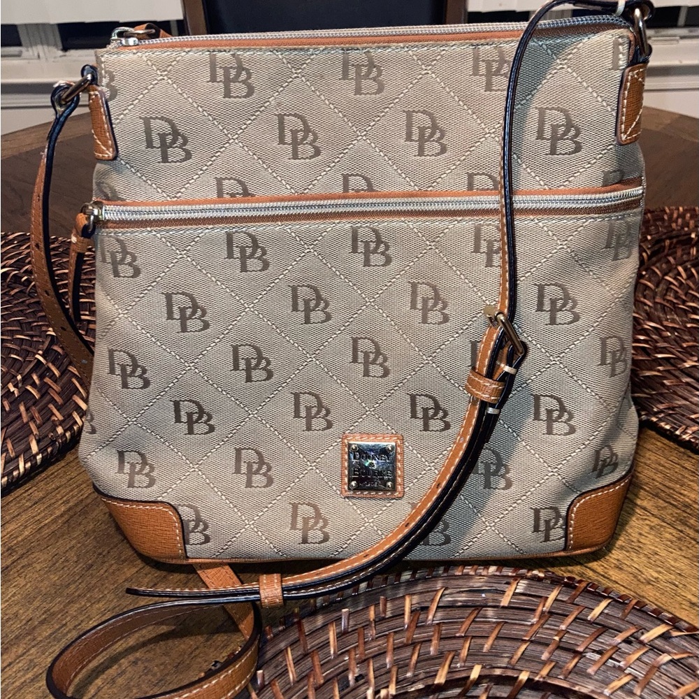 Dooney & Bourke Monogram Canvas Zip Crossbody Shoulder Bag